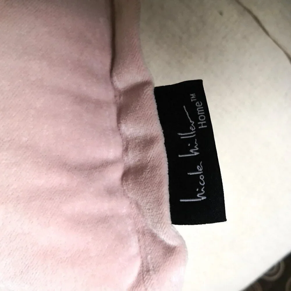 2 Pack Nicole Miller 100% Cotton Velvet Accent Pillows Soft Blush/Sand Color